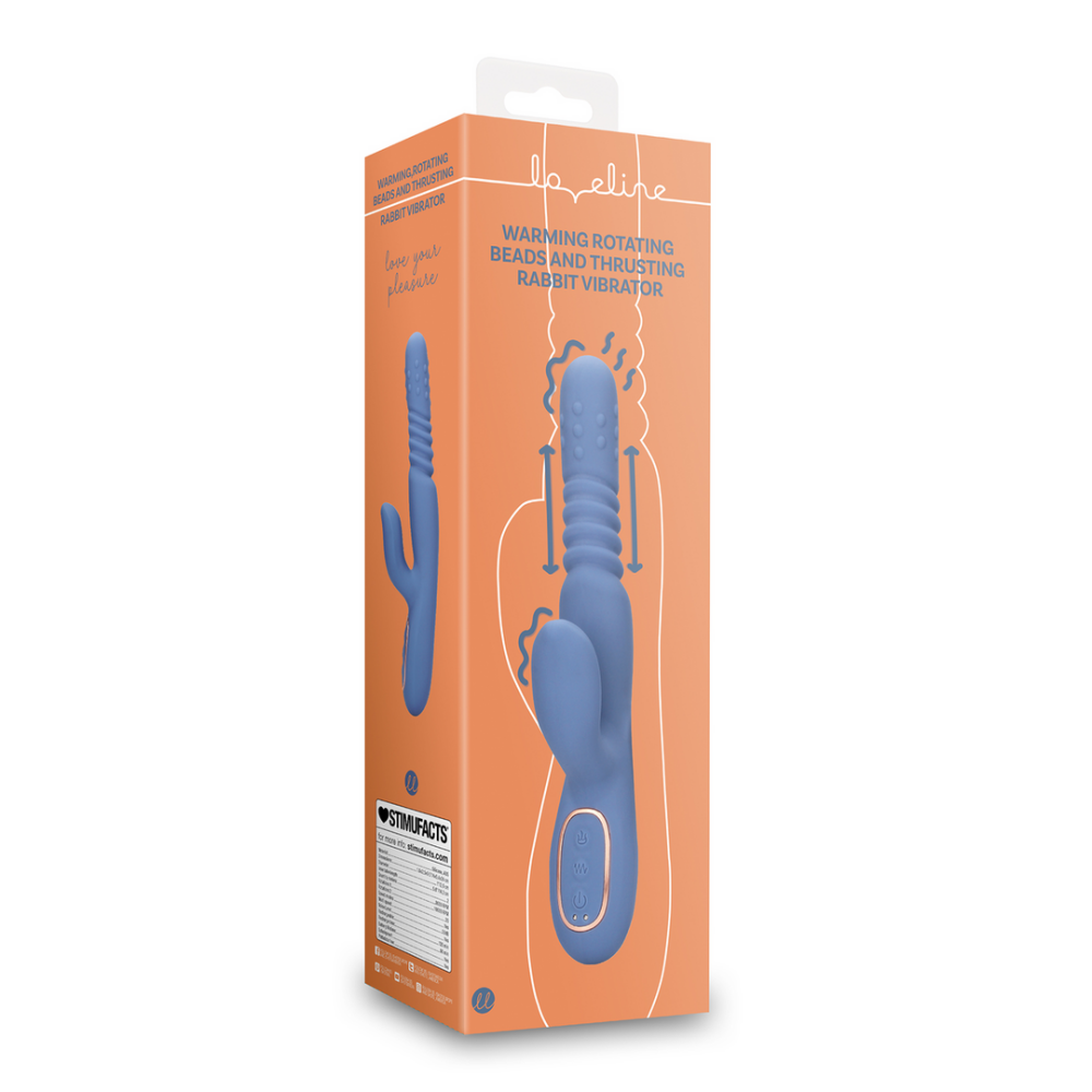 Blue Nova rabbit vibrator – duwende schacht, roterende kralen en verwarming voor intense stimulatie