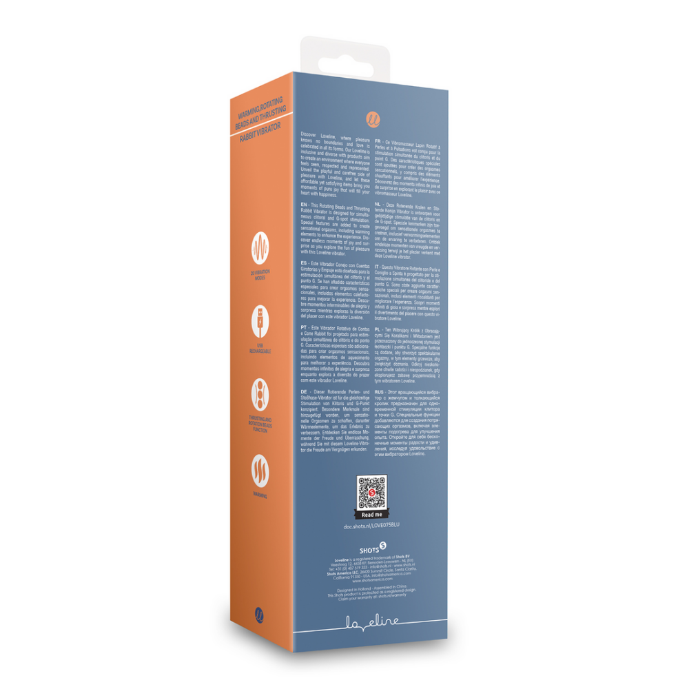 Blue Nova rabbit vibrator – duwende schacht, roterende kralen en verwarming voor intense stimulatie