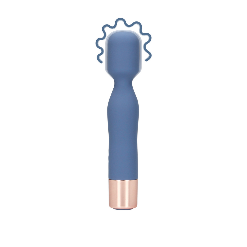 Blauwe mini wand vibrator – krachtige silicone kop voor clitorale stimulatie en discreet reizen