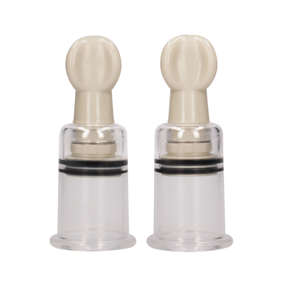 Kleine tepelzuignap van hard plastic met vacuümhendel – perfect voor tepelvergroting en stimulatie