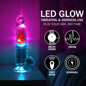 LED-verlichte vibrerende dildo van 17 cm – transparante dildo met kleurrijke lichtfunctie