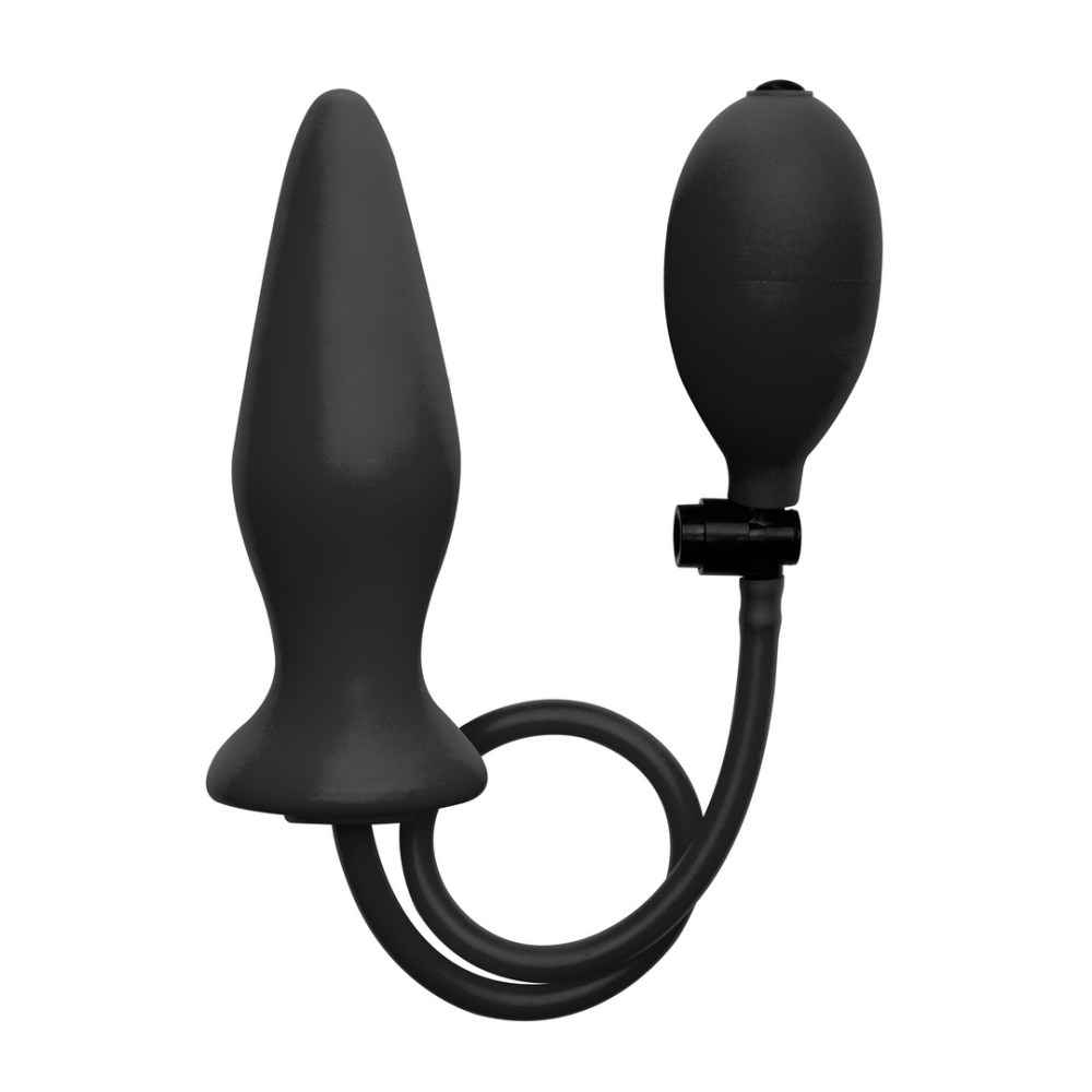 Opblaasbare siliconen buttplug met handpomp en veiligheidsventiel