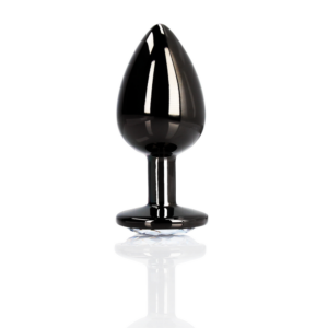 Ronde edelsteen butt plug groot gunmetal diamant – luxe aluminium plug
