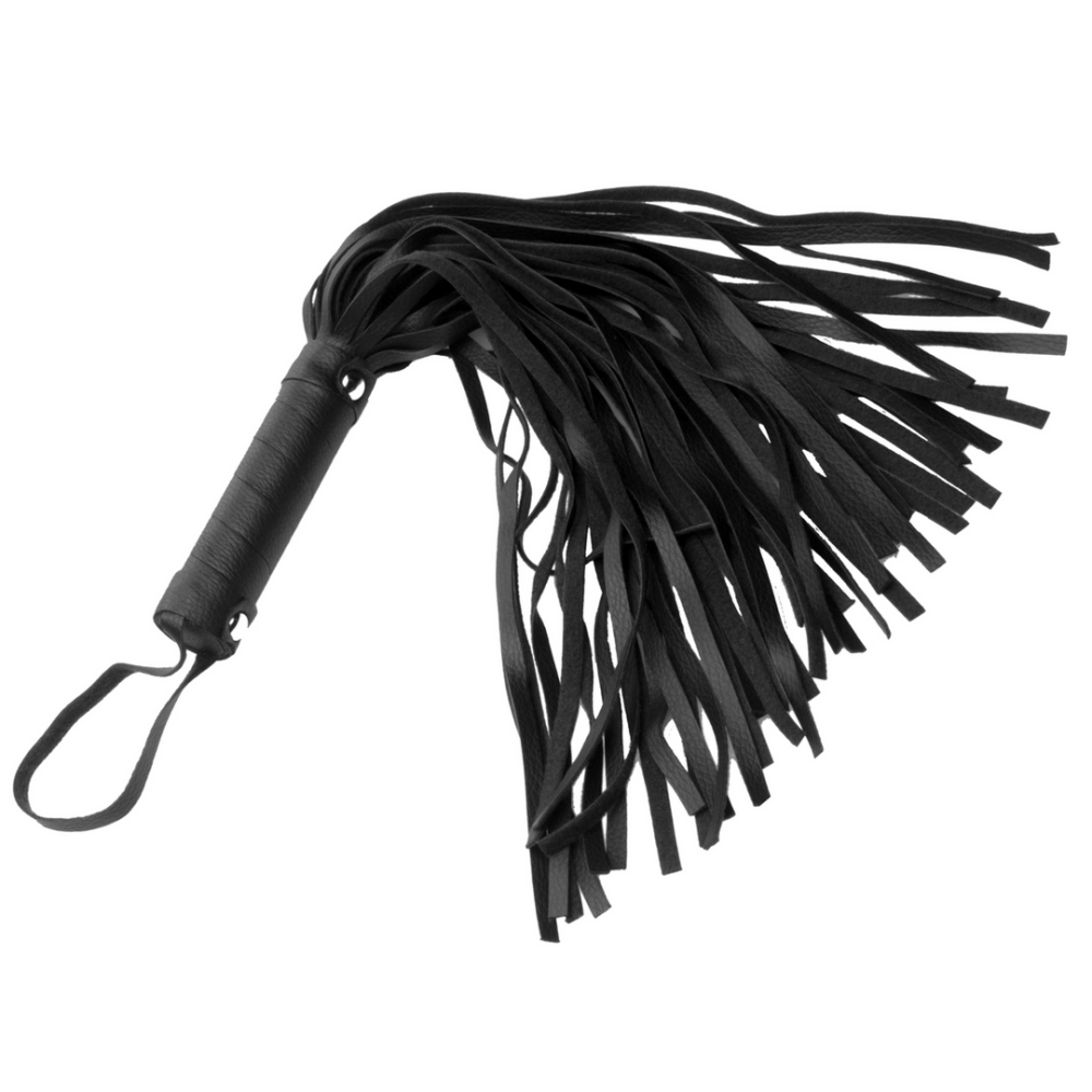 Zwarte mini flogger van PU-leer – perfect voor beginners en speelse impactplay