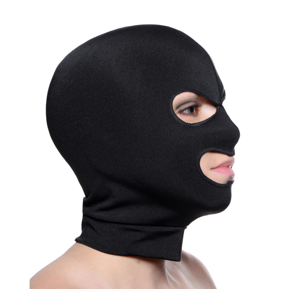 Spandex gezichtsmasker met oog- en mondopeningen – perfect voor rollenspel en BDSM