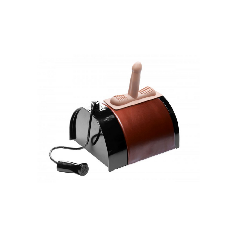 Vibrerende zadel sex machine met twee opzetstukken – voor externe en penetrerende stimulatie