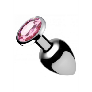 Metalen buttplug met roze edelsteen – perfect voor elegante, sprankelende anale stimulatie