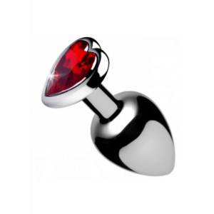 Metalen buttplug met rood hart – perfect voor elegante en decadente anale stimulatie