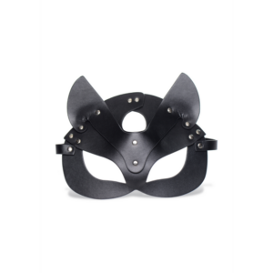 Zwart kattenmasker van vegan leer met studs – perfect voor kittenplay en BDSM-rollenspel