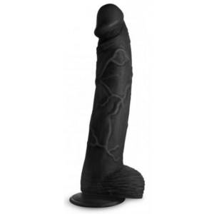 xl zwarte dildo met ballen van pvc – perfect voor diepe en extreme penetratie