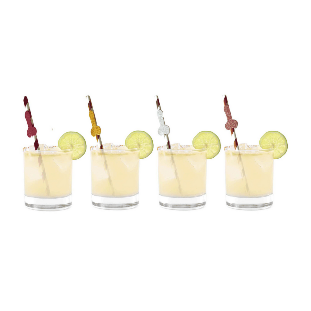 Metallic Glitterati penisrietjes – luxe papieren rietjes voor ondeugende cocktailparty’s