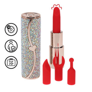 Iridescente lipstick vibrator met siliconen opzetstukken – perfect voor discreet en stijlvol genot