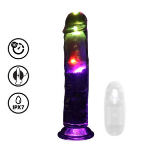 Transparante LED vibrerende dildo van 20 cm – perfect voor diepe, gerichte stimulatie