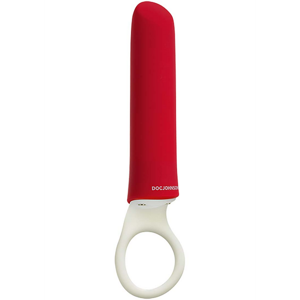 iPlease Mini Vibrator in fuchsia/rood, lippenstiftvorm met siliconen gripring