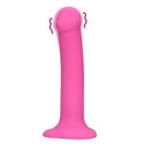Vibrerende siliconen dildo medium formaat in krachtig roze
