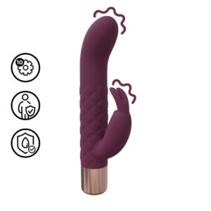 Mini konijnenvibrator in bordeauxtint, siliconen, van Loveline by Shots