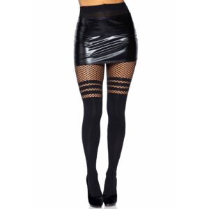 Panty met visnet streep – Seamless Opaque Pantyhose with Fishnet Stripe