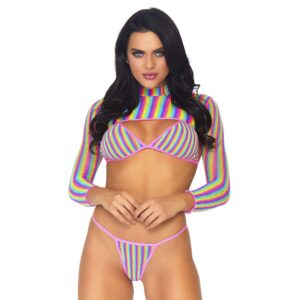 Regenboog bikini set – Rainbow Bikini Top, String and Crop Top