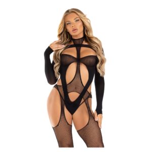 Jarretel bodystocking met teddy – Suspender Bodystocking and Cut-Out Teddy