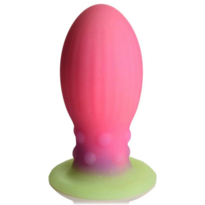 Roze glow in the dark siliconen xeno ei met ribbelige zijkanten