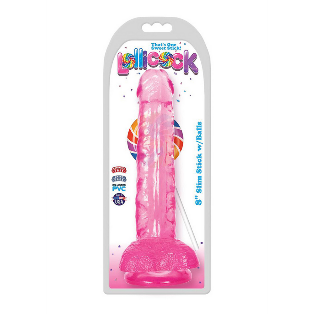 Slanke dildo met ballen – Slim Stick Cherry Ice – foto 2