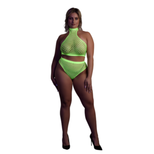 Neon groene slip plus size – Turtle Neck en High Waist Slip
