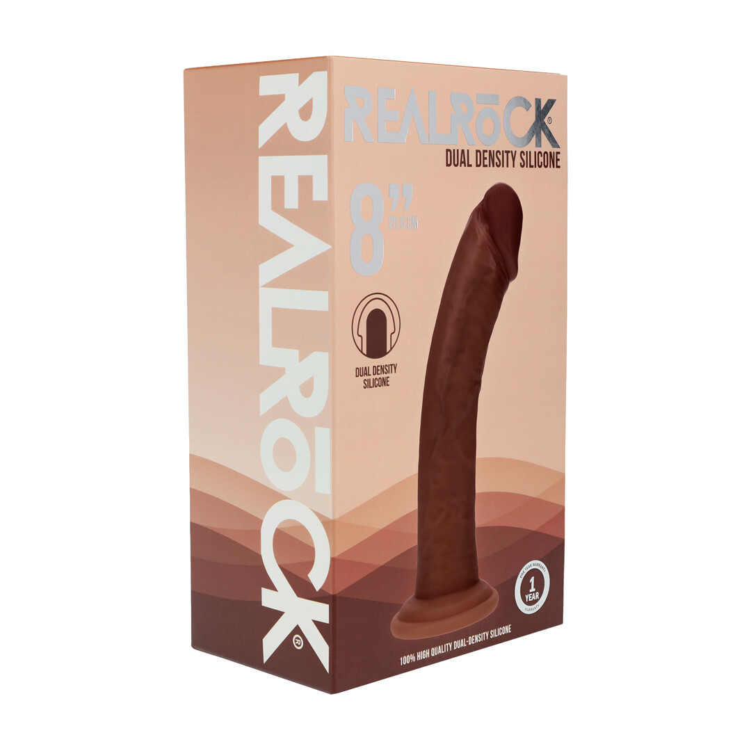 Bruine realistische dildo 20 cm – Dual Density Silicone Gebogen Realistische Dildo met Zuignap – foto 2